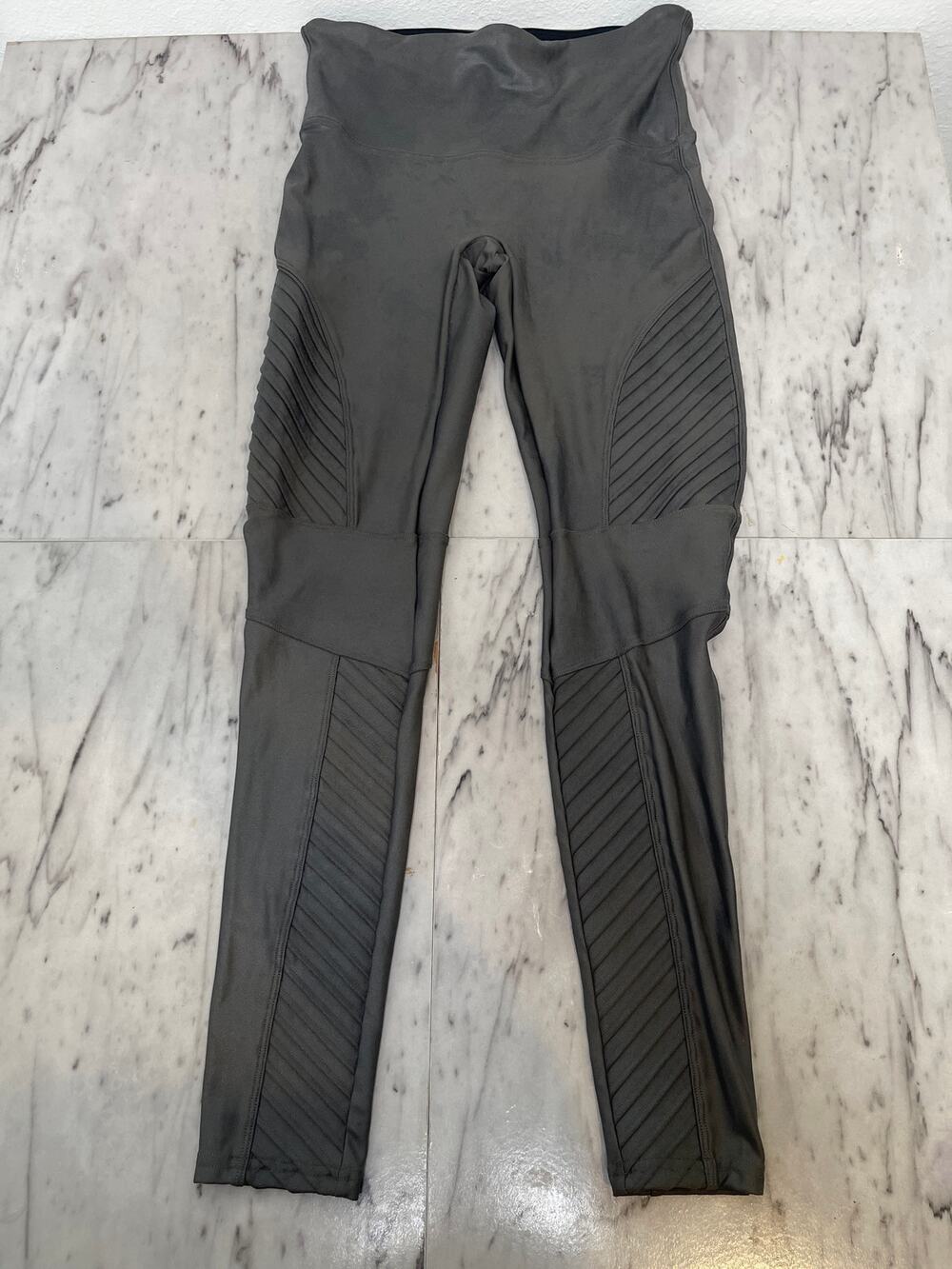 Spanx Moto Leggings Womens Large Gray Coated High Rise Skinny Pants